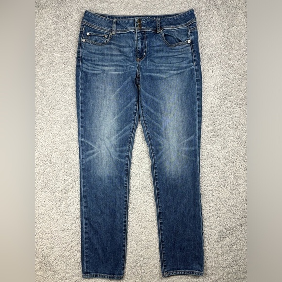 American Eagle Jeans Womens 10 Skinny Stretch Dark Wash Denim Casual Basic Party - Picture 1 of 5